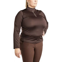 Produktbild von Montar Reitshirt Polo mit langen Ärmeln für Damen in Braun XXL