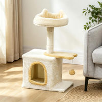 Produktbild von Monteaux Katzenbaum 72 cm mit weicher Sitzliege, fischförmiger Plattform, Plüsch-Nische, Sisal-Kratzpfosten und Spielball