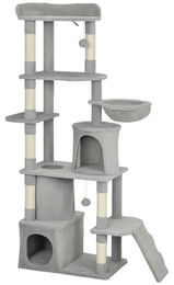 Moonbite Katzentraum Kletterlandschaft für 1–3 Katzen mit Tunnel, Hängematte, Leiter, 2 Höhlen und Kippschutz aus Polyester in Hellgrau 170 cm – Bild 1 von 1