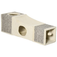 Produktbild von Moonbite Katzentunnel mit Hängeball und zwei Schlafnischen aus Sperrholz mit Sisal-Umwicklung Braun 98 x 30 cm