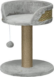 Moonbite Kratzbaum für Katzen mit Jutestamm, Plüschbett und Hängeball, Grau, 49 cm – Bild 1 von 1