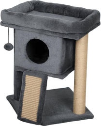 Moonbite Kratzbaum für Katzen mit Katzenhaus, Jute-Kratzmatte, Liegeplattform und Spielball, Grau – Bild 1 von 1