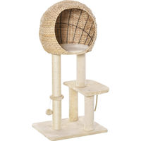 Produktbild von Moonbite Kratzbaum für Katzen mit Katzenhöhle und Ballspielzeug aus Plüsch und Sisal in Beige 100 cm