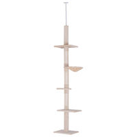 Produktbild von Moonbite Kratzbaum höhenverstellbar 230–260 cm mit 5 Ebenen und Sisal-Kratzfläche aus Sperrholz in Beige