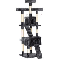 Produktbild von Moonbite Kratzbaum XXL Katzenturm mit 2 Höhlen und 3 Plattformen aus Sisal und Plüsch Grau 173 cm