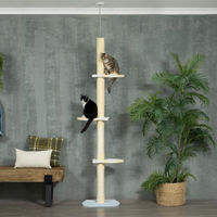Produktbild von Moonbite Kratzbaum zur Deckenspannung höhenverstellbar 220-260 cm mit Jute-Kratzpfosten und Plüsch in Gelb