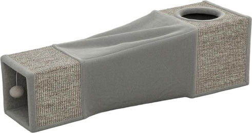 Moonbite Kratztunnel für Katzen mit zwei Katzenhöhlen und Spielball, faltbares Sisal-Kombi-Set aus Polyester, Braun, 98 cm – Bild 1 von 1