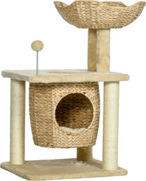 Moonbite Mini-Kratzbaum im Korbdesign mit Katzenhöhle und Liegeschale für Katzen, 74 cm, Beige – Bild 1 von 1