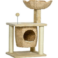 Produktbild von Moonbite Mini-Kratzbaum im Korbdesign mit Katzenhöhle und Liegeschale für Katzen, 74 cm, Beige