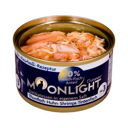 Moonlight-Dinner Katzen Nassfutter Adult Huhn Thunfisch Garnele Getreidefrei Sensitive Stückchen in Sauce 80g Dose - 24 x 80 g – Bild 1 von 12