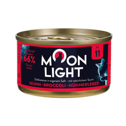 Produktbild von Moonlight Dinner Nr. 11 Katzenfutter Huhn mit Hühnerleber und Broccoli Stückchen in Sauce, hoher Fleischanteil, ohne Farb- und Aromastoffe, 24 x 80 g