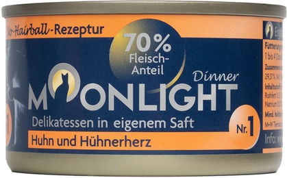 Moonlight Premium Nassfutter Katze Adult Huhn und Fisch Getreidefrei Stückchen in Sauce 80 g Dose - 24 x 80 g – Bild 1 von 8