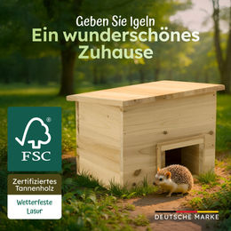 Moorland Igelhaus aus FSC-Holz wetterfestes Igelhotel mit Labyrinth-Eingang 20x20 cm – Bild 1 von 13