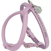 Produktbild von More Deluxe MultiFit Hundegeschirr Rosa Größe M aus Kunstleder mit Strass-Applikationen