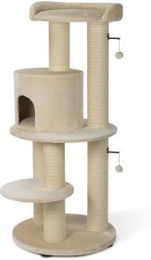 MORE Kratzbaum Rune Beige mit Sisal für Katzen – Bild 1 von 3