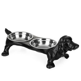 Moritz Doppel-Futternapf aus Gusseisen für Hund und Katze in Schwarz oder Braun - 0,25 l – Bild 1 von 13