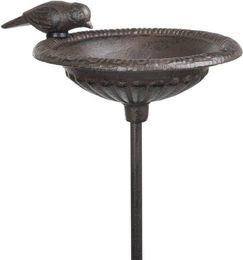 Moritz Vogeltränke und Vogelbad aus Gusseisen mit Erdspieß in Antik Braun 92 cm – Bild 1 von 3