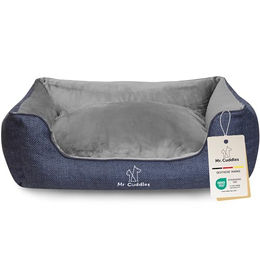 Mr. Cuddles Hundekorb Pablo Tierbett für kleine Hunde und Katzen in Blau Größe M 80x50cm mit herausnehmbarem Innenkissen Öko Tex 100 zertifiziert – Bild 1 von 5
