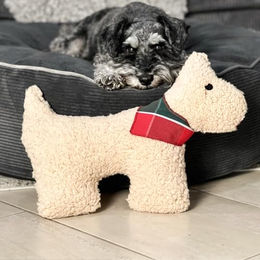 Mr. Cuddles Hundekuscheltier Beige – Flauschiges Plüschspielzeug und Hundekissen für alle Altersstufen – Bild 1 von 2