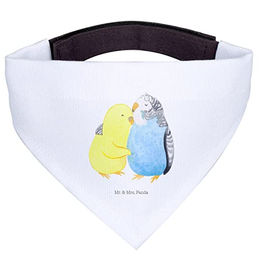 Mr. & Mrs. Panda Bandana Wellensittich Liebe Halstuch aus Polyester Weiß Größe L – Bild 1 von 3