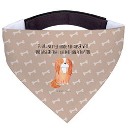 Mr. & Mrs. Panda Hund Halstuch Bandana Cavalier King Charles Spaniel Braun Beige Stoff Grösse M – Bild 1 von 3