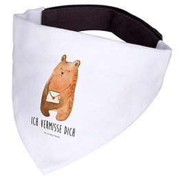 Mr. & Mrs. Panda Hund Halstuch Bär Liebesbrief Weiß Polyester Größe M – Bild 1 von 2