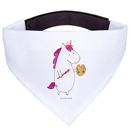 Mr. & Mrs. Panda Hund Halstuch Einhorn Künstler Design aus Polyester Weiß Größe L – Bild 1 von 2