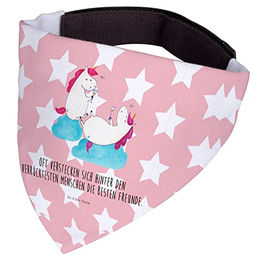Mr. & Mrs. Panda Hund Halstuch Einhorn Sekt in Rot und Rosa Größe M – Bild 1 von 3