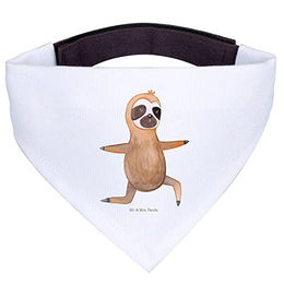 Mr. & Mrs. Panda Hund Halstuch Faultier Yoga Weiß Polyester Größe L – Bild 1 von 4