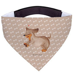 Mr. & Mrs. Panda Hund Halstuch Happy Dog Herz Dreieckstuch aus Polyester in Braun und Beige Größe L – Bild 1 von 5