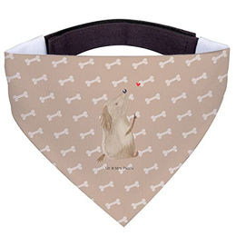 Mr. & Mrs. Panda Hund Halstuch mit Herz Motiv in Braun und Beige aus Polyester – Bild 1 von 5