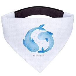 Mr. & Mrs. Panda Hund Halstuch Sternzeichen Fische Weiß Polyester Größe L – Bild 1 von 3
