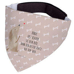 Mr. & Mrs. Panda Hunde Bandana Halstuch mit Herz Motiv in Braun und Beige Größe M – Bild 1 von 2
