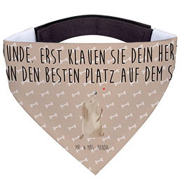 Mr. & Mrs. Panda Hunde Halstuch Bandana mit Herz Motiv in Braun und Beige Größe S aus Stoff – Bild 1 von 7
