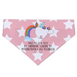 Mr. & Mrs. Panda Hunde Halstuch Einhorn und Regenbogen Bandana aus Polyester in Rosa und Rot – Bild 1 von 3
