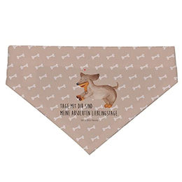 Mr. & Mrs. Panda Hunde Halstuch für Dackel mit Herz Motiv in Braun und Beige aus Polyester Größe S – Bild 1 von 3