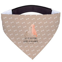 Mr. & Mrs. Panda Hunde Halstuch mit Herzmotiv in Braun und Beige aus Polyester Größe S – Bild 1 von 7