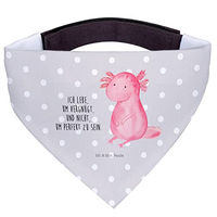 Produktbild von Mr. & Mrs. Panda Hundehalsband Axolotl Motiv Dreieckstuch aus Polyester in Grau Weiß Größe L