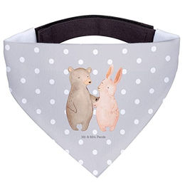Mr. & Mrs. Panda Hundehalsband Bandana Bär und Hase Umarmen Grau Polyester Größe L – Bild 1 von 8