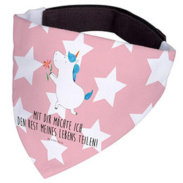Mr. & Mrs. Panda Hundehalsband Bandana Einhorn Blume aus Polyester in Rot und Rosa – Bild 1 von 4