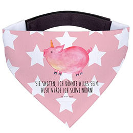Mr. & Mrs. Panda Hundehalsband Bandana Einhorn Schwein Dreieckstuch aus Polyester in Rosa und Rot Größe L – Bild 1 von 4
