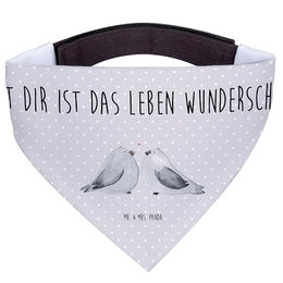 Mr. & Mrs. Panda Hundehalsband Bandana Turteltauben Grau Weiß Polyester Größe L – Bild 1 von 4