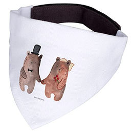 Mr. & Mrs. Panda Hundehalsband Bandana Weiß mit Bär Heirat Motiv Größe S – Bild 1 von 2