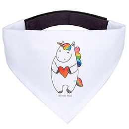 Mr. & Mrs. Panda Hundehalsband Dreieckstuch Einhorn Herz Weiß Polyester Größe L – Bild 1 von 3