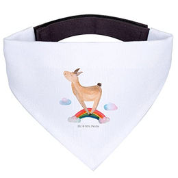 Mr. & Mrs. Panda Hundehalsband mit Lama Regenbogen Motiv in Weiß Bunt Größe S – Bild 1 von 3