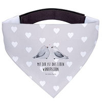 Produktbild von Mr. & Mrs. Panda Hundehalsband Turteltauben Liebe Grau Stoff Größe S