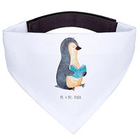 Produktbild von Mr. & Mrs. Panda Hundehalstuch Bandana Pinguin Buch Weiß aus Polyester Größe L