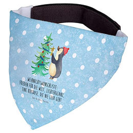 Mr. & Mrs. Panda Hundehalstuch Bandana Pinguin Weihnachtsbaum Blau Polyester Größe L – Bild 1 von 5