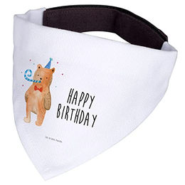 Mr. & Mrs. Panda Hundehalstuch Bär Geburtstag Weiß Stoff Größe M – Bild 1 von 3