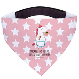 Mr. & Mrs. Panda Hundehalstuch Einhorn Design aus Stoff in Rosa und Rot Größe M – Bild 1 von 7